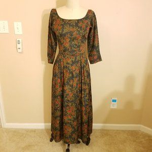 Vintage 1950s - 1960s Silk Floral Midi Dress